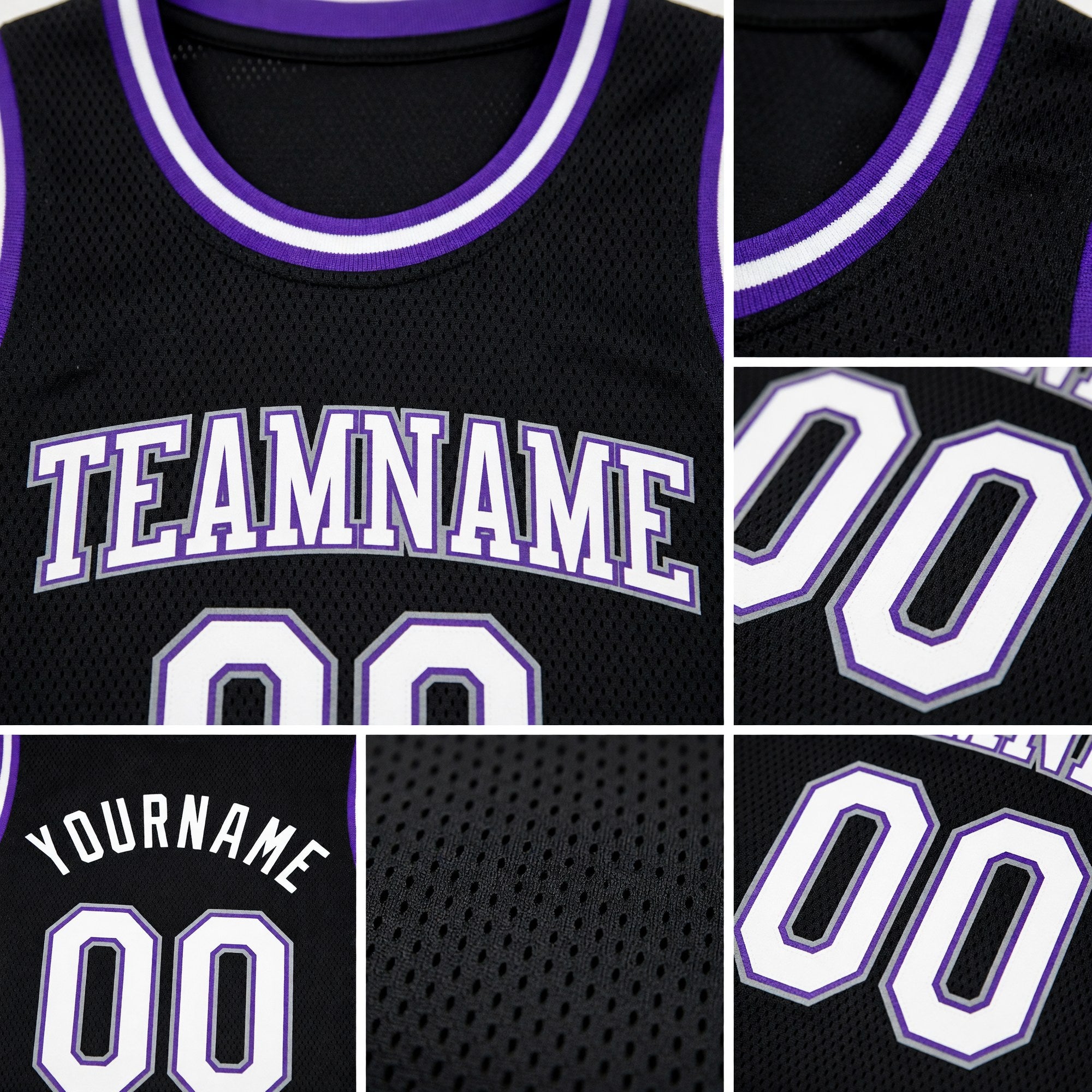 Custom Black White-Purple Authentic Fade Fashion Basketball Jersey detail