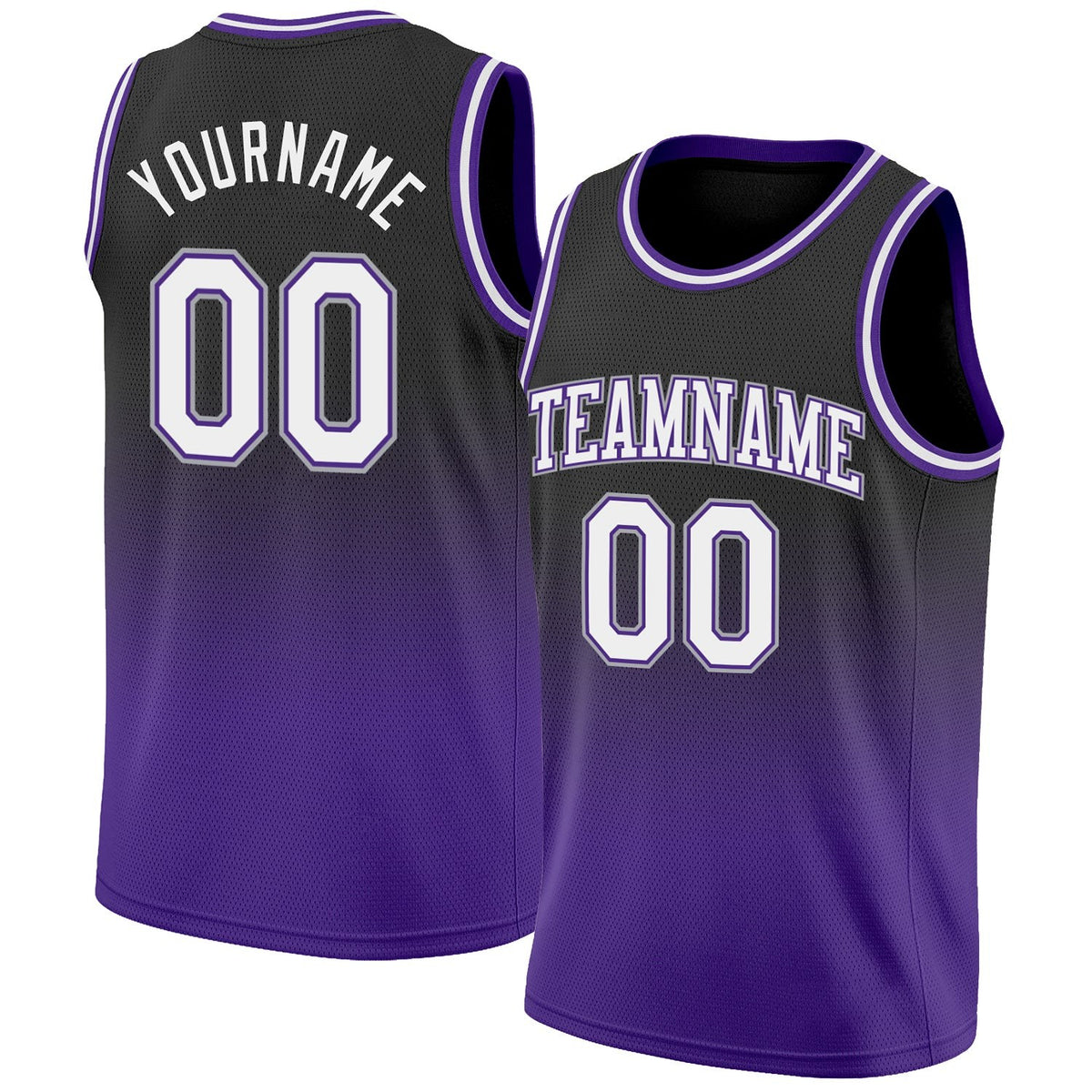 Custom Black White-Purple Authentic Fade Fashion Basketball Jersey photo 1