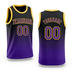 Custom Black Purple-Gold Authentic Fade Fashion Basketball Jersey