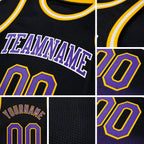 Custom Black Purple-Gold Authentic Fade Fashion Basketball Jersey detail