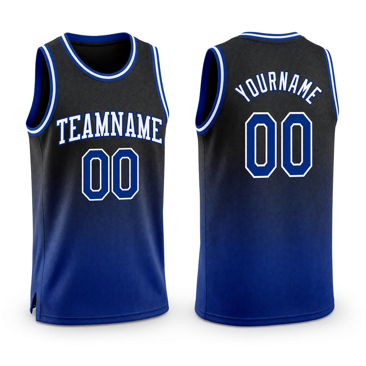 Custom Black Royal-White Authentic Fade Fashion Basketball Jersey