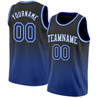 Custom Black Royal-White Authentic Fade Fashion Basketball Jersey photo 1