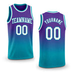 Custom Purple White-Teal Authentic Fade Fashion Basketball Jersey