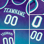 Custom Purple White-Teal Authentic Fade Fashion Basketball Jersey detail
