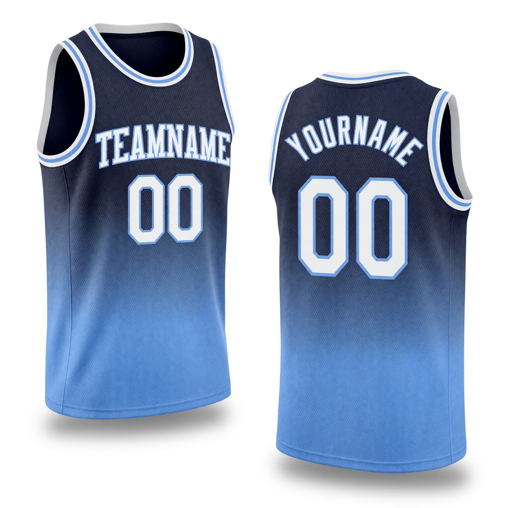 Custom Navy White-Light Blue Authentic Fade Fashion Basketball Jersey