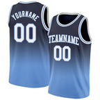 Custom Navy White-Light Blue Authentic Fade Fashion Basketball Jersey photo 1