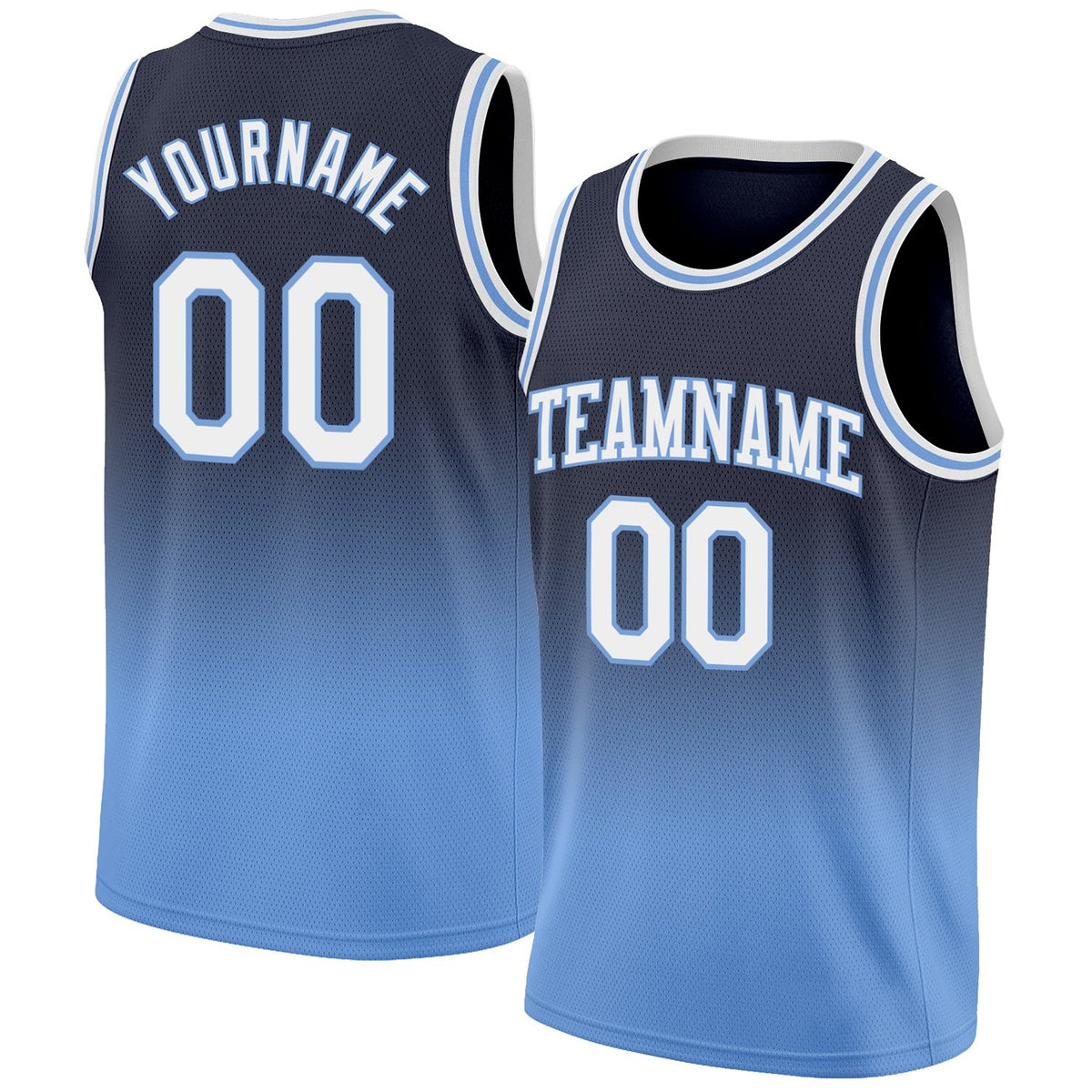 Custom Navy White-Light Blue Authentic Fade Fashion Basketball Jersey photo 1