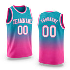 Custom Teal White-Pink Authentic Fade Fashion Basketball Jersey