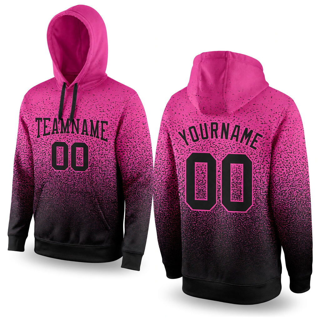 Custom Stitched Pink Black Fade Fashion Sports Pullover Sweatshirt Hoodie