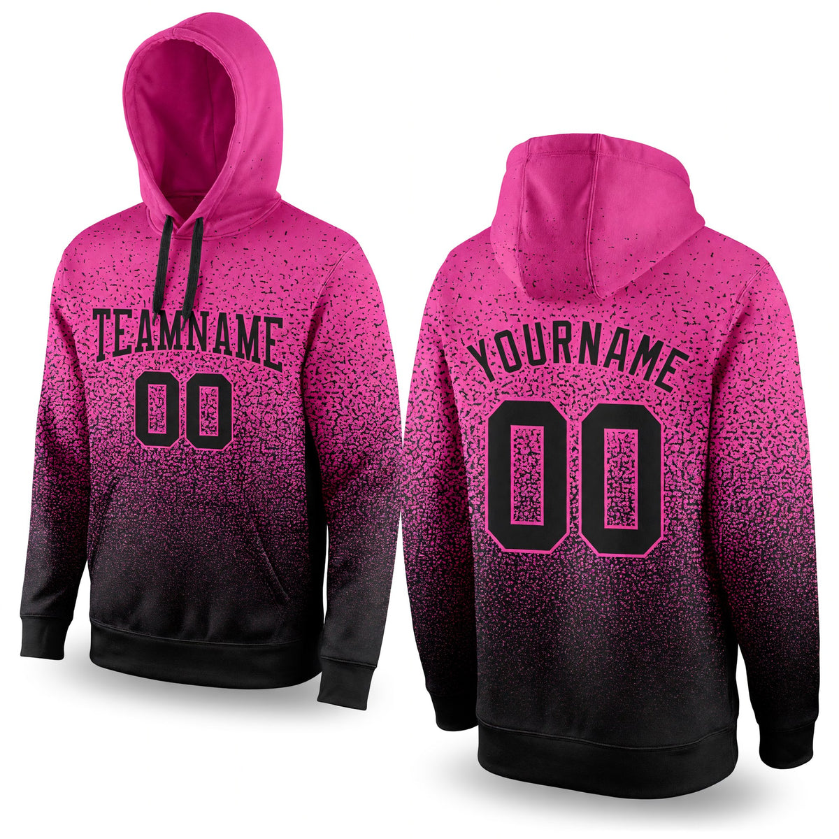 Custom Stitched Pink Black Fade Fashion Sports Pullover Sweatshirt Hoodie