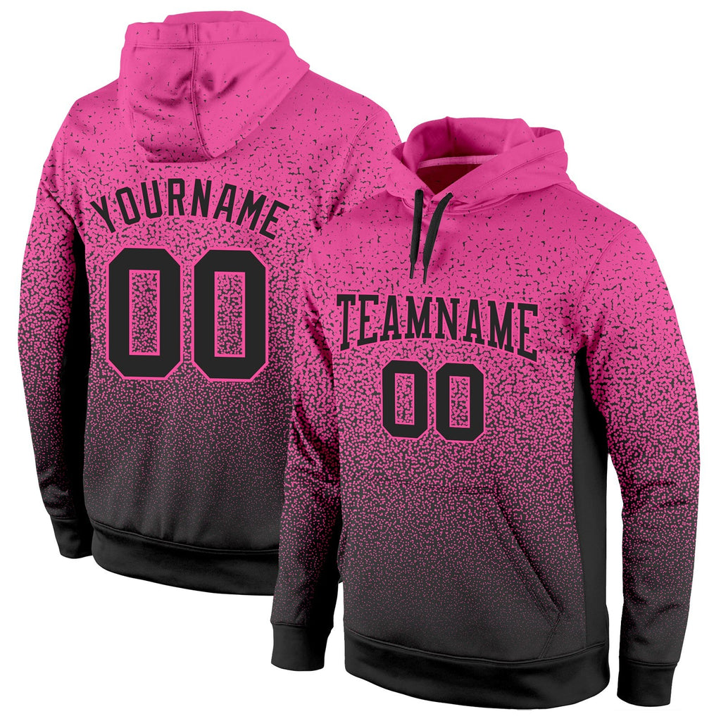 Custom Stitched Pink Black Fade Fashion Sports Pullover Sweatshirt Hoodie photo 1