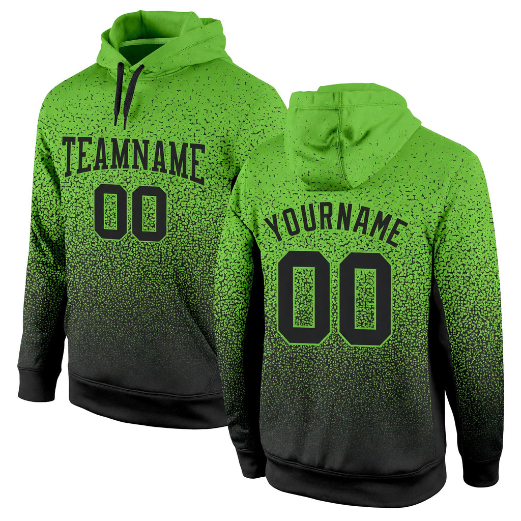 Custom Stitched Neon Green Black Fade Fashion Sports Pullover Sweatshirt Hoodie