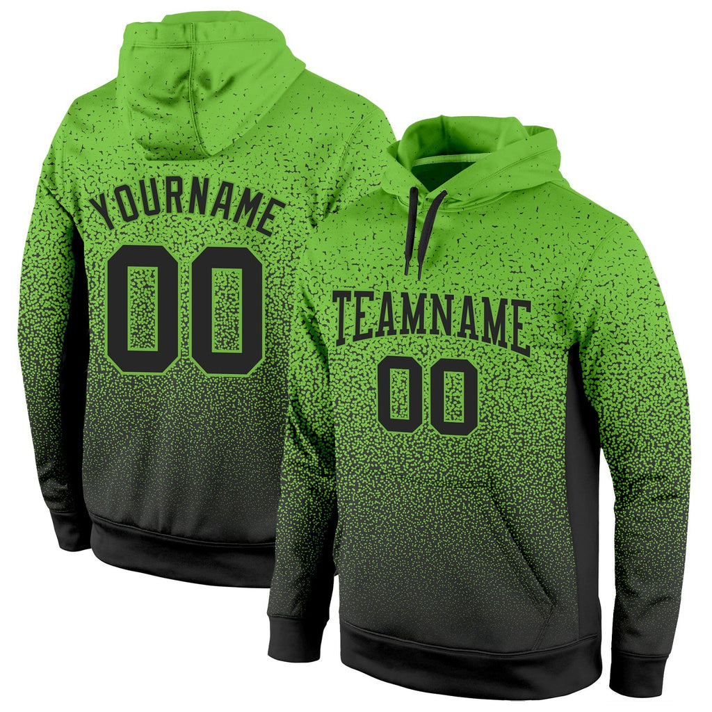 Custom Stitched Neon Green Black Fade Fashion Sports Pullover Sweatshirt Hoodie photo 1