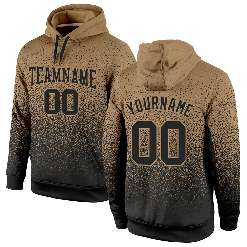 Custom Stitched Old Gold Black Fade Fashion Sports Pullover Sweatshirt Hoodie