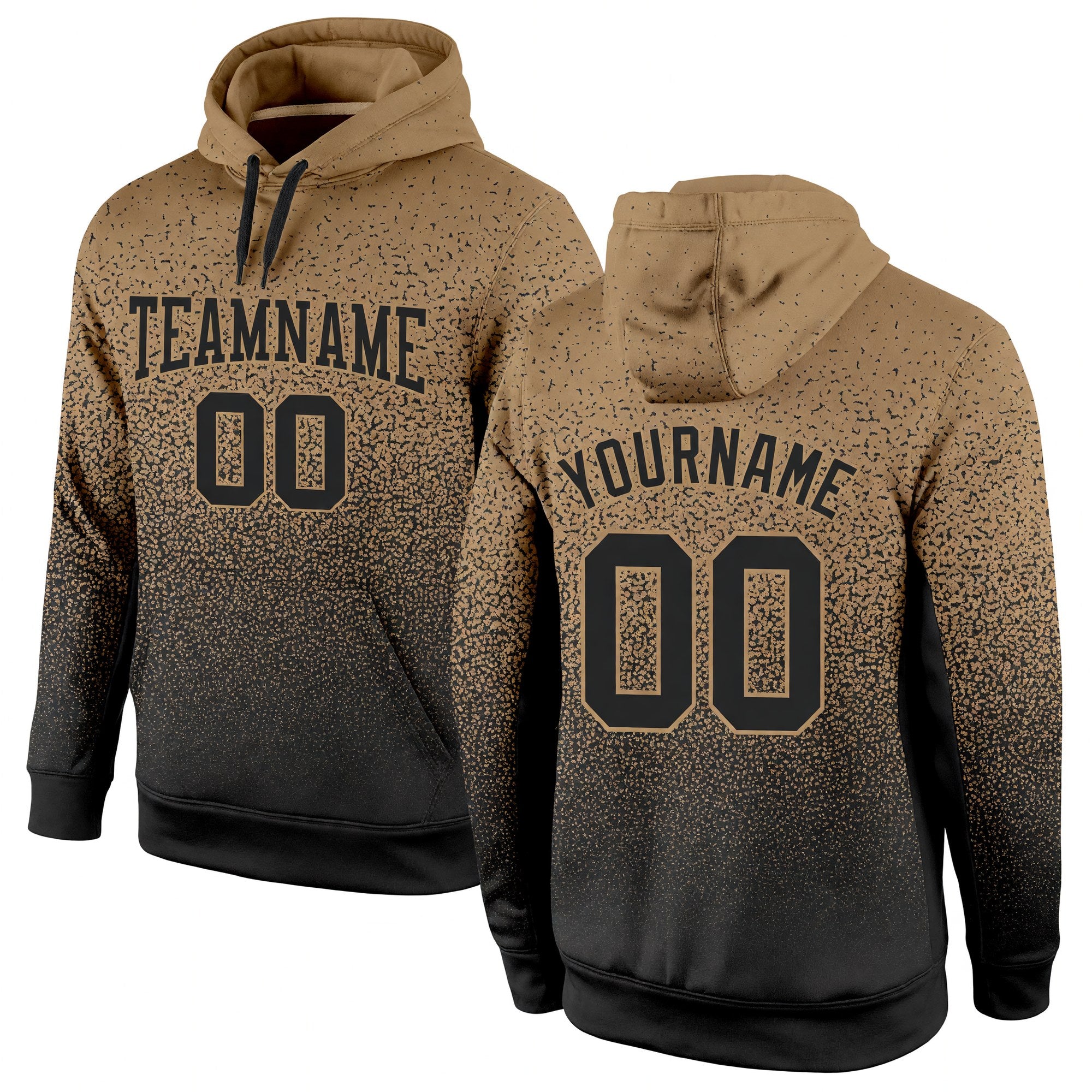 Custom Stitched Old Gold Black Fade Fashion Sports Pullover Sweatshirt Hoodie