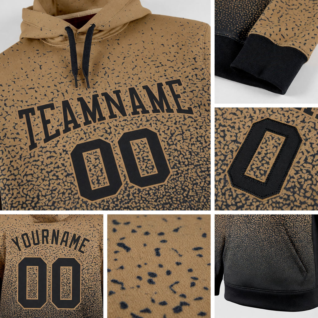 Custom Stitched Old Gold Black Fade Fashion Sports Pullover Sweatshirt Hoodie detail