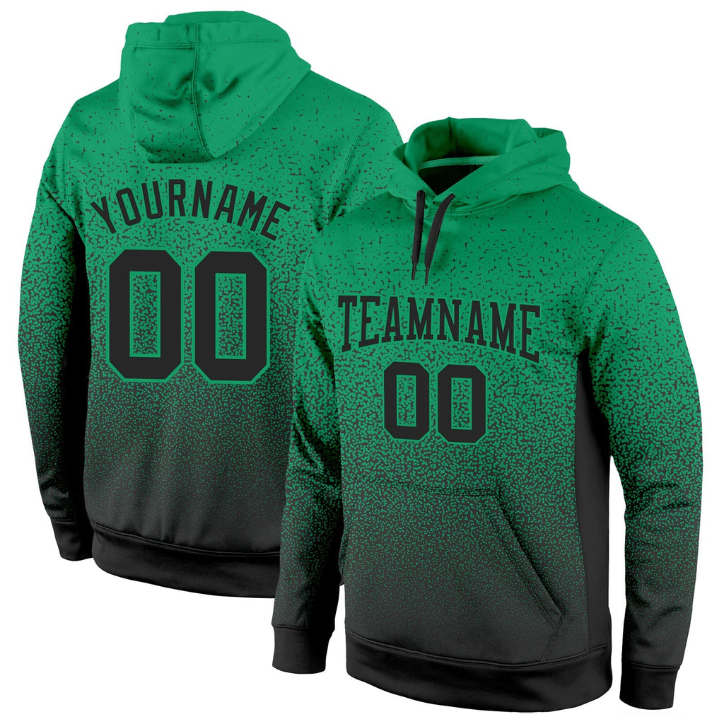 Custom Stitched Kelly Green Black Fade Fashion Sports Pullover Sweatshirt Hoodie photo 1