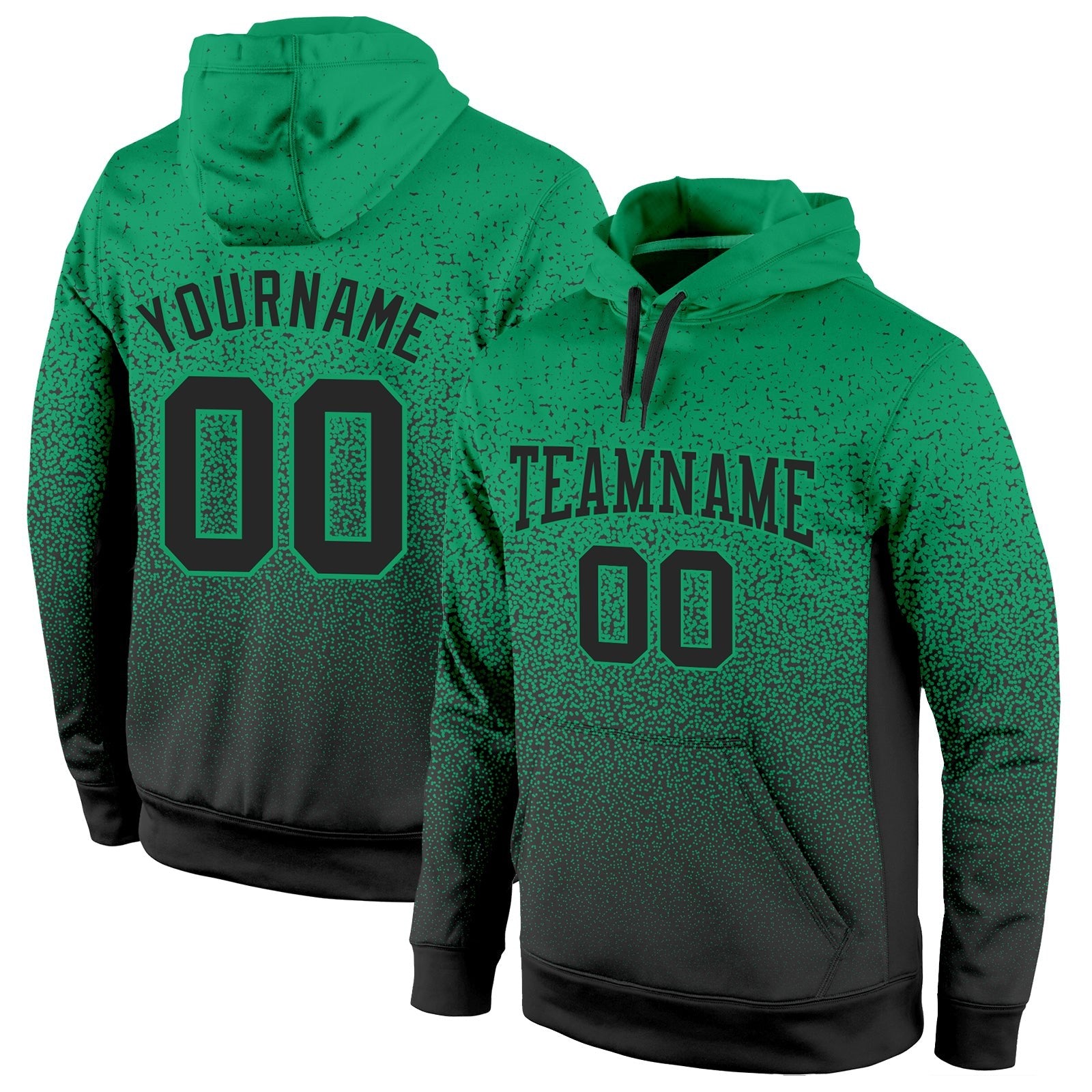 Custom Stitched Kelly Green Black Fade Fashion Sports Pullover Sweatshirt Hoodie photo 1