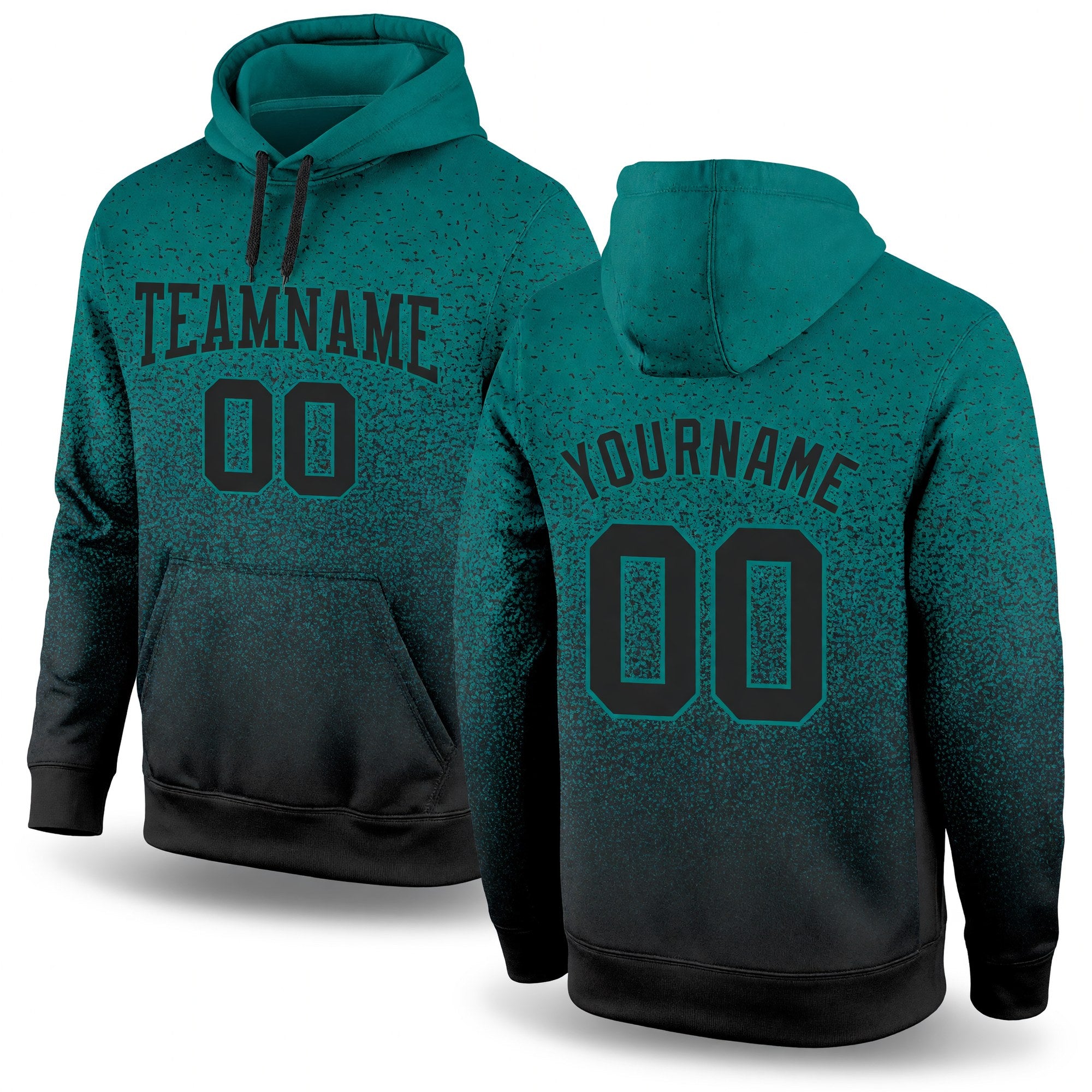 Custom Stitched Aqua Black Fade Fashion Sports Pullover Sweatshirt Hoodie