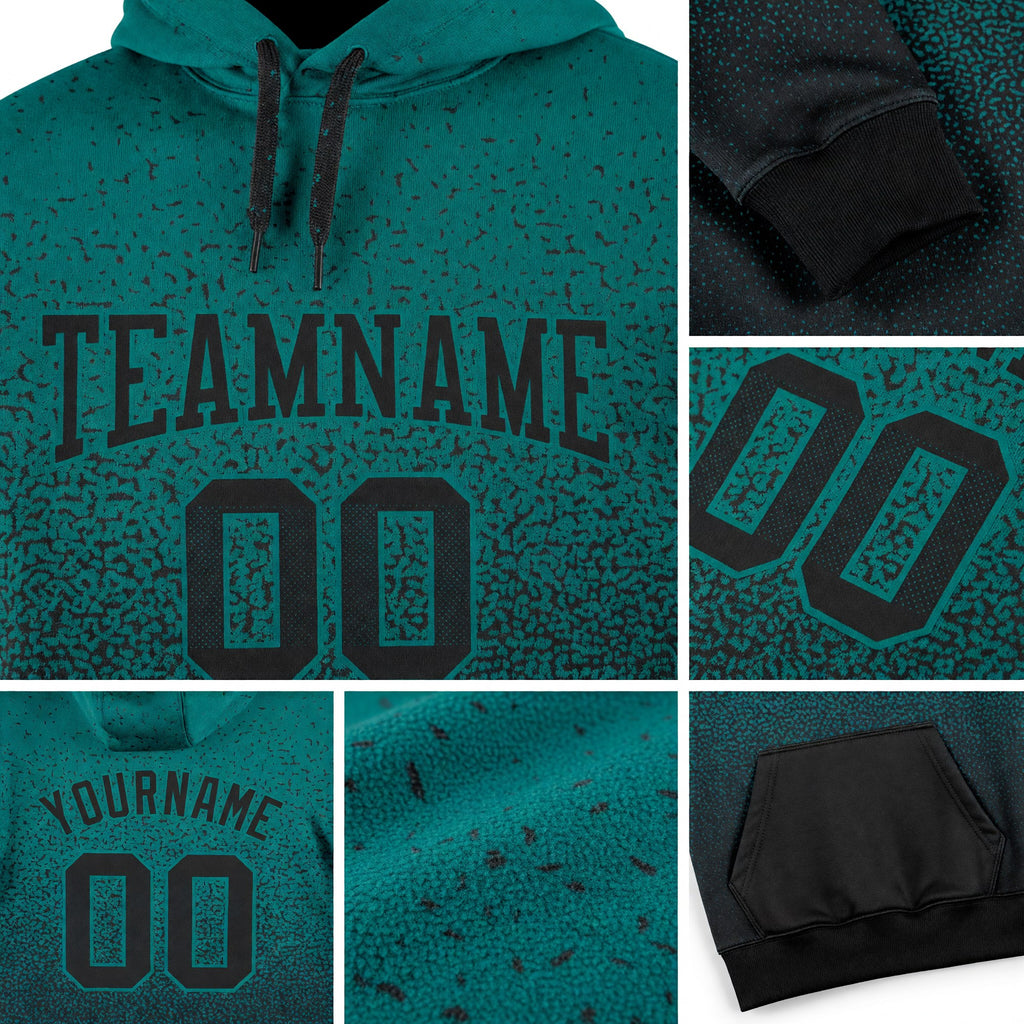 Custom Stitched Aqua Black Fade Fashion Sports Pullover Sweatshirt Hoodie detail