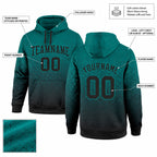 Custom Aqua Fade Pullover Hoodie with Black Lettering customization guide