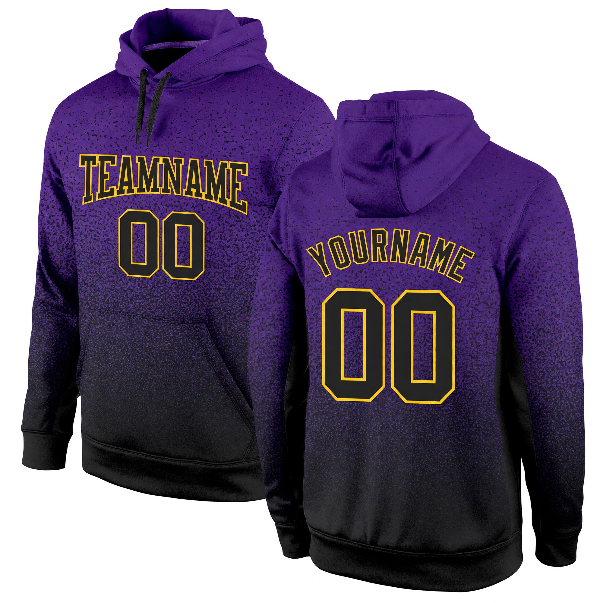 Custom Stitched Purple Black-Gold Fade Fashion Sports Pullover Sweatshirt Hoodie