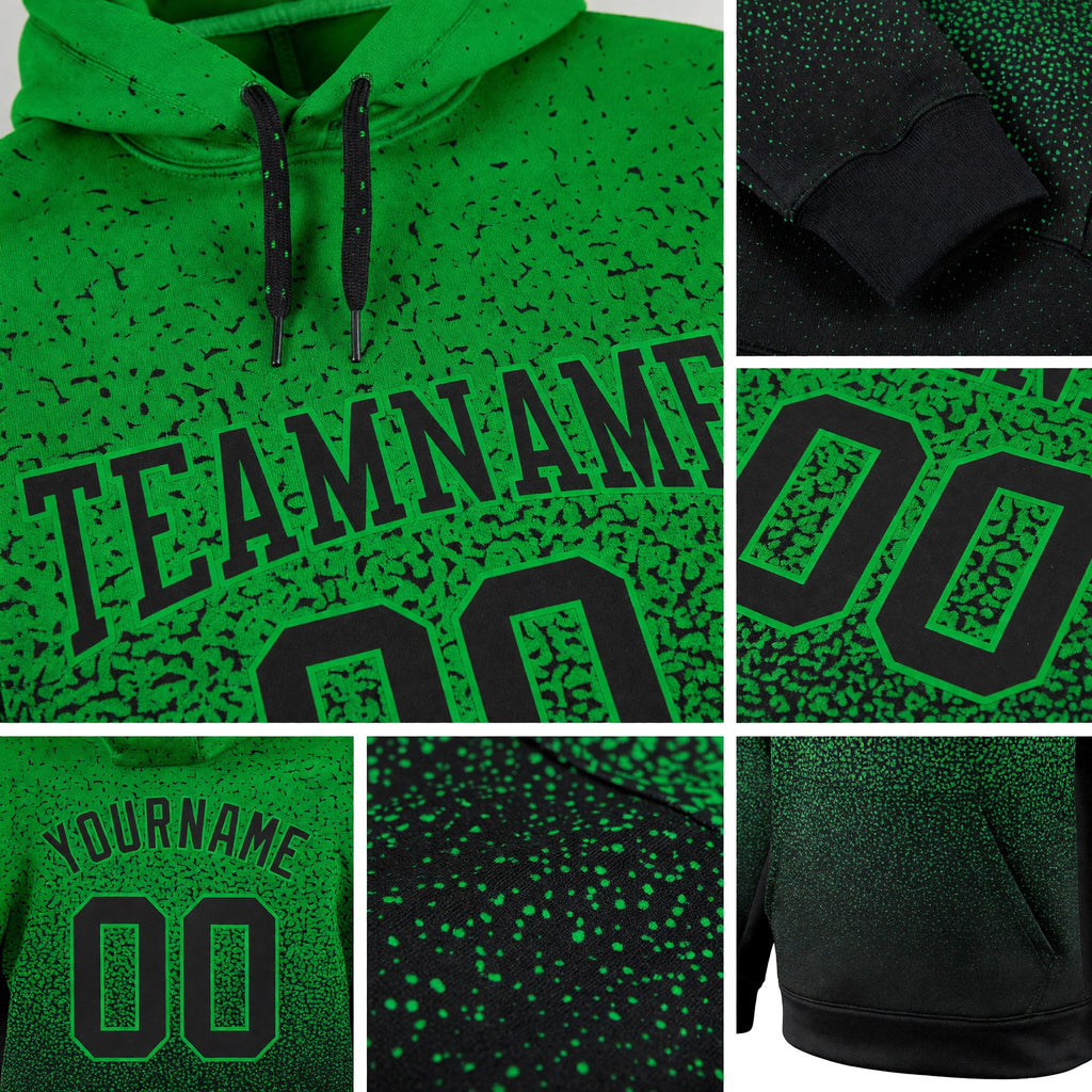Custom Stitched Grass Green Black Fade Fashion Sports Pullover Sweatshirt Hoodie detail