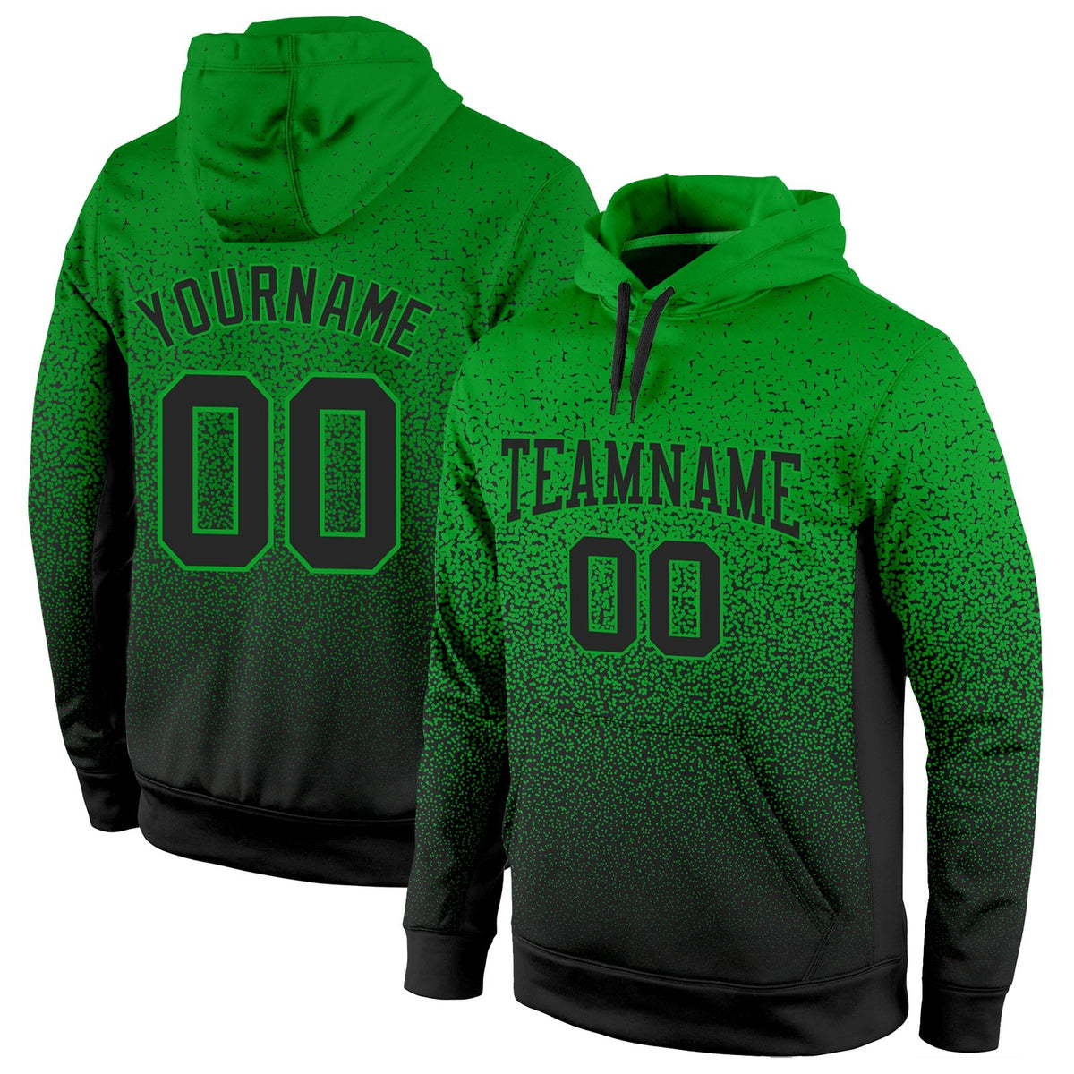 Custom Stitched Grass Green Black Fade Fashion Sports Pullover Sweatshirt Hoodie photo 1