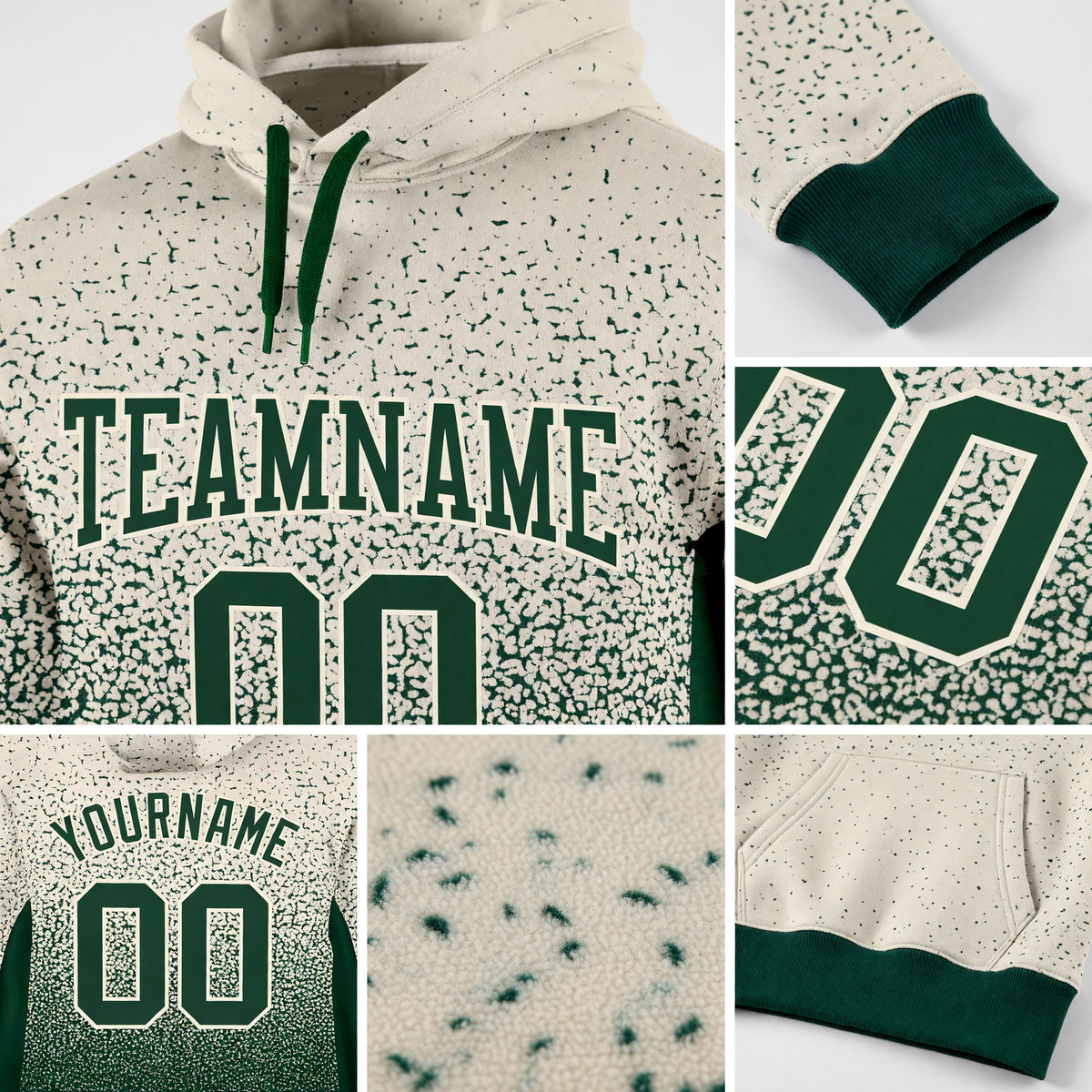 Custom Stitched Cream Green Fade Fashion Sports Pullover Sweatshirt Hoodie detail