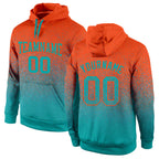 Custom Stitched Orange Aqua Fade Fashion Sports Pullover Sweatshirt Hoodie