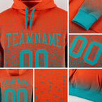 Custom Stitched Orange Aqua Fade Fashion Sports Pullover Sweatshirt Hoodie detail