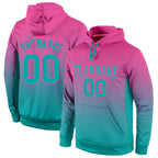 Custom Stitched Pink Aqua Fade Fashion Sports Pullover Sweatshirt Hoodie photo 1
