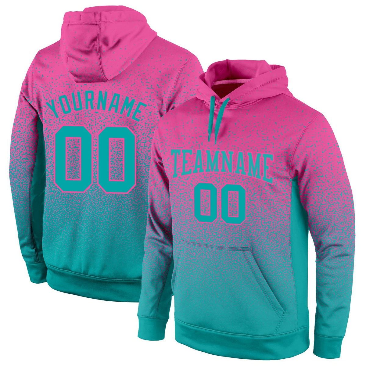 Custom Stitched Pink Aqua Fade Fashion Sports Pullover Sweatshirt Hoodie photo 1