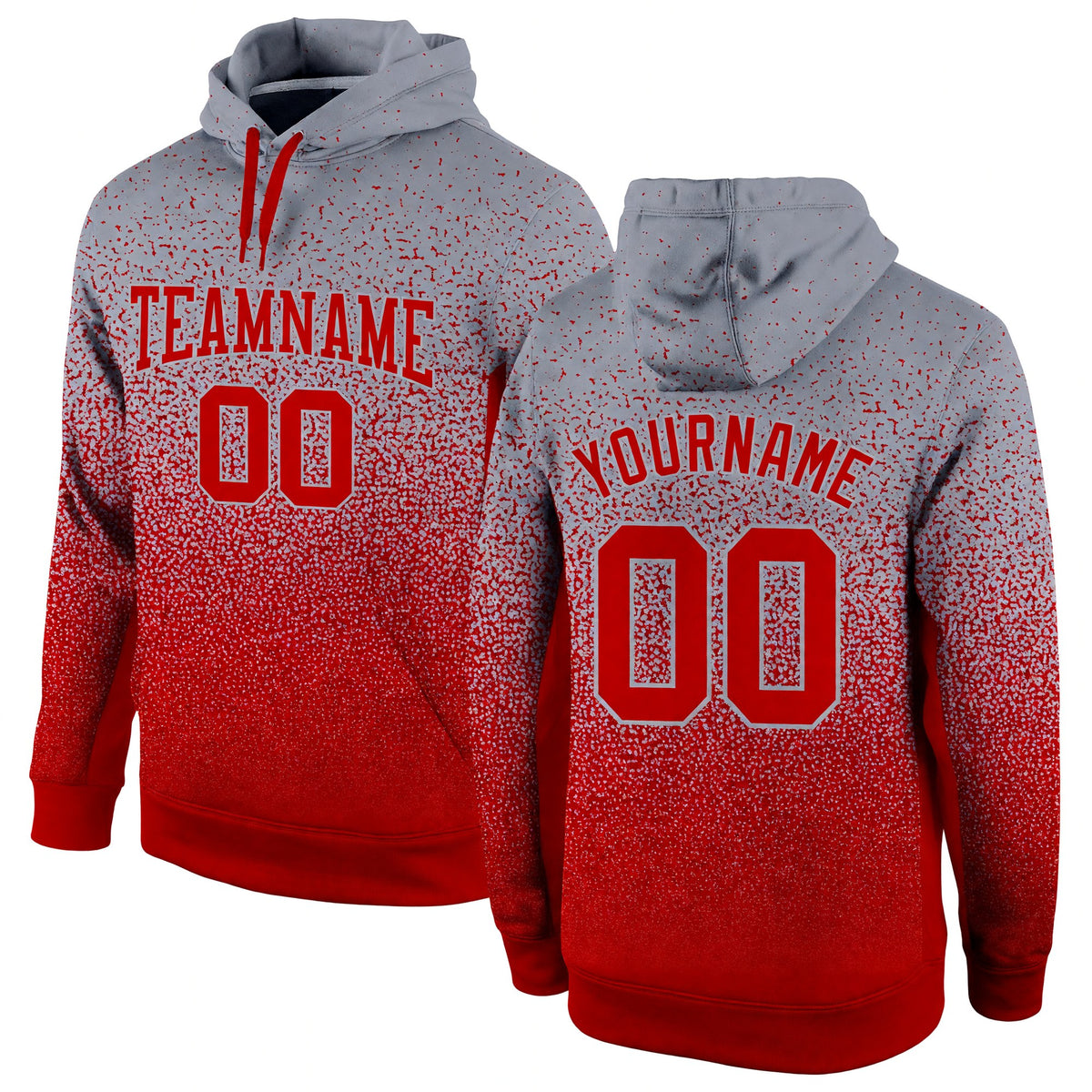 Custom Stitched Gray Red Fade Fashion Sports Pullover Sweatshirt Hoodie