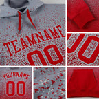 Custom Stitched Gray Red Fade Fashion Sports Pullover Sweatshirt Hoodie detail