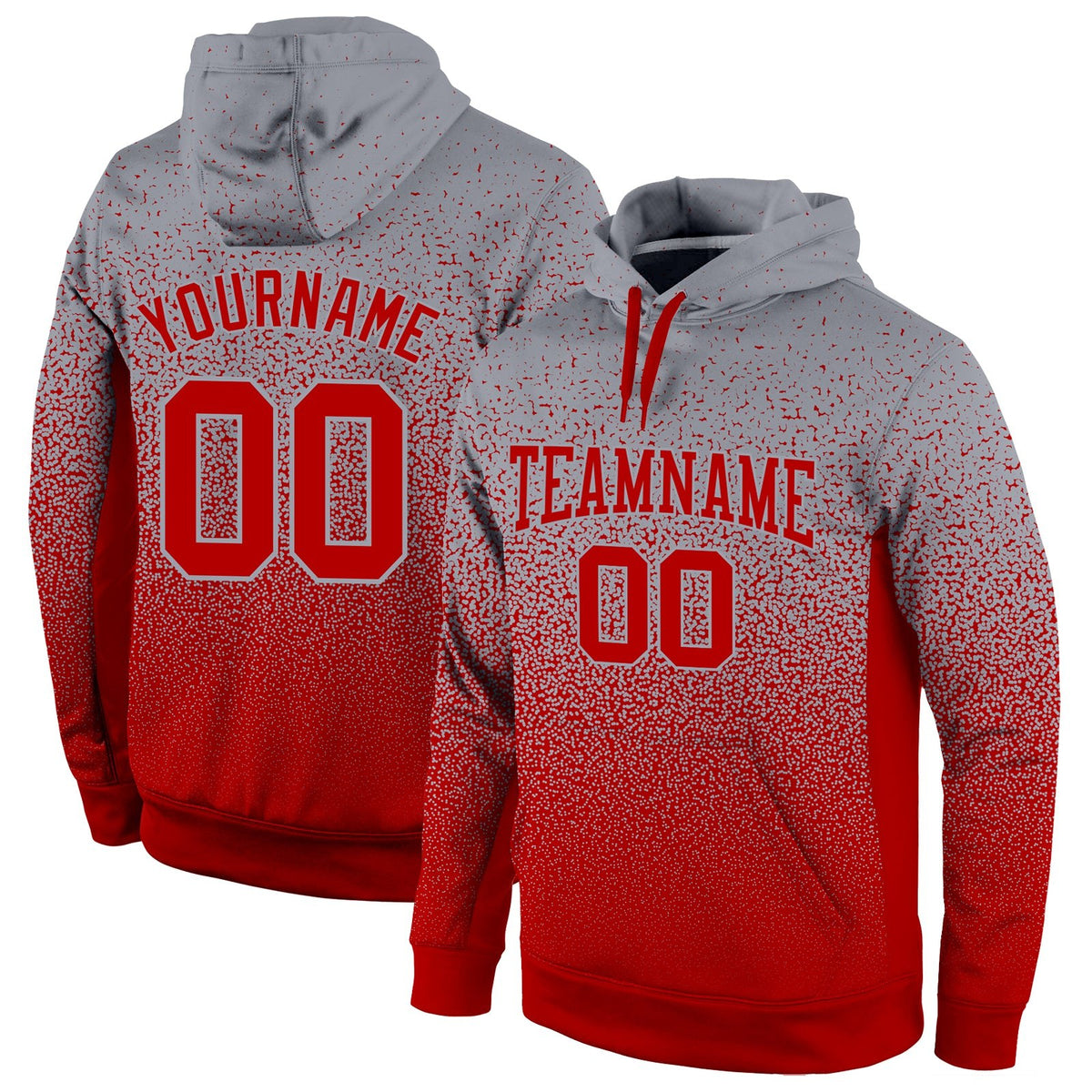 Custom Stitched Gray Red Fade Fashion Sports Pullover Sweatshirt Hoodie photo 1