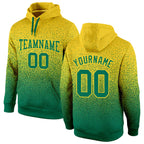Custom Stitched Gold Kelly Green Fade Fashion Sports Pullover Sweatshirt Hoodie