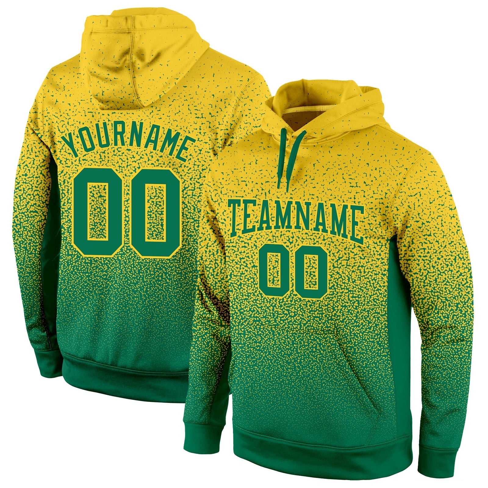 Custom Stitched Gold Kelly Green Fade Fashion Sports Pullover Sweatshirt Hoodie photo 1