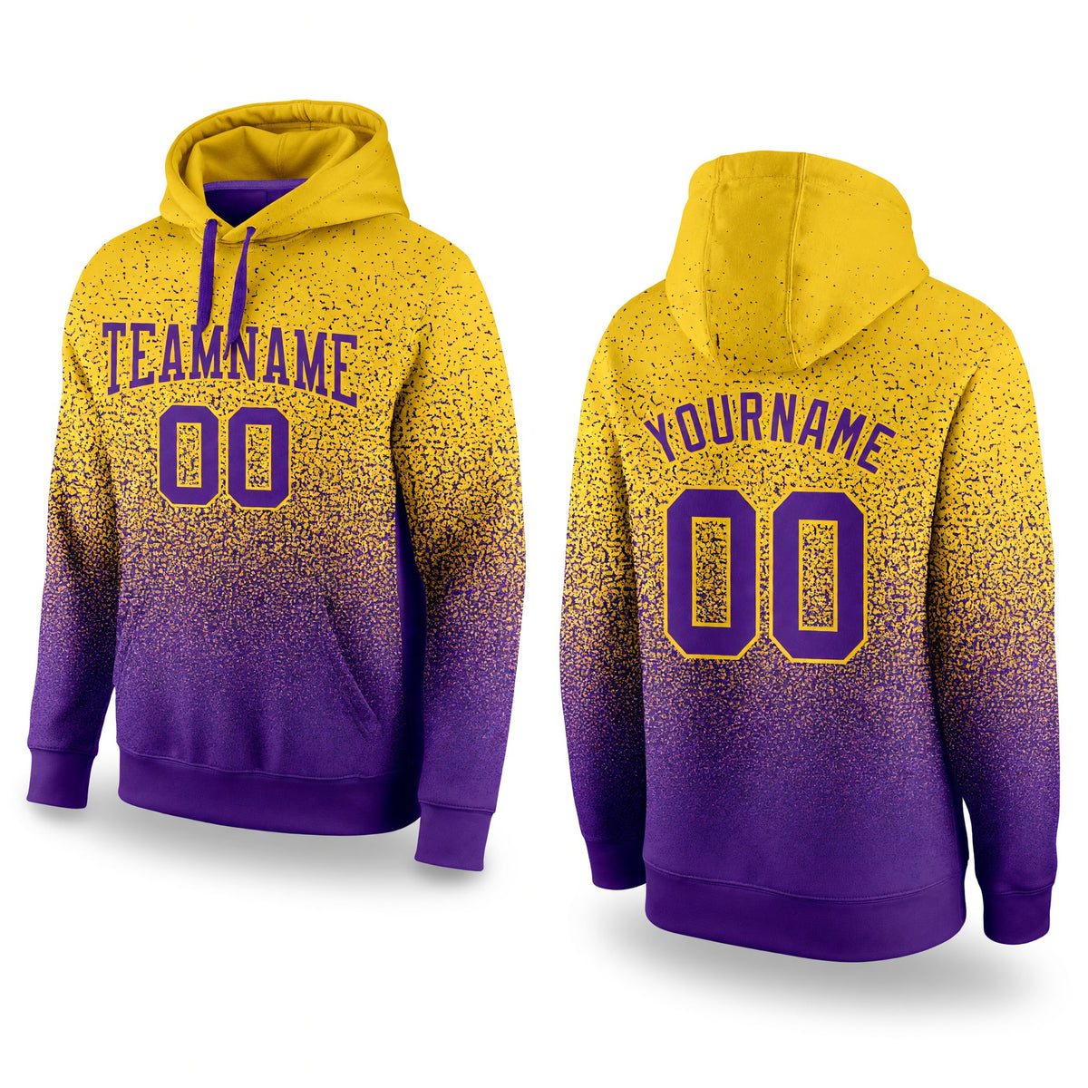 Custom Stitched Gold Purple Fade Fashion Sports Pullover Sweatshirt Hoodie