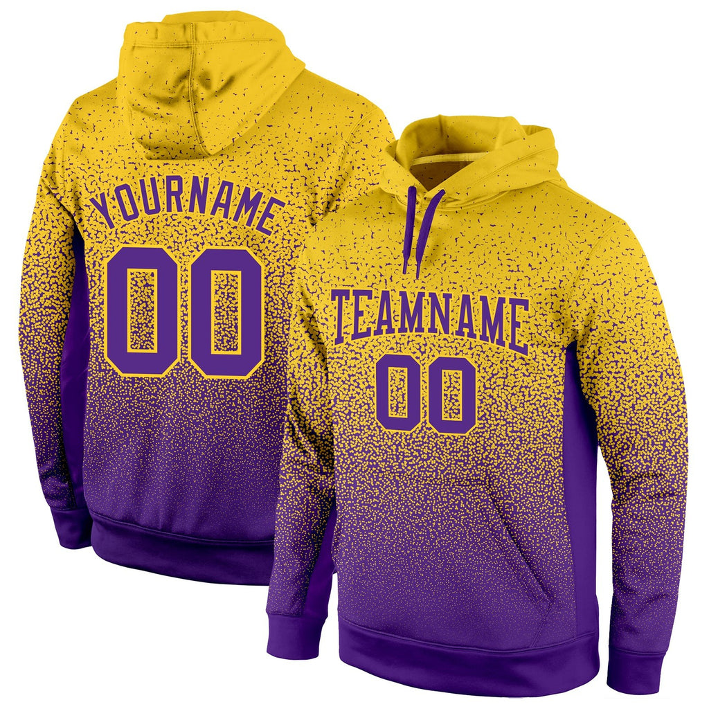 Custom Stitched Gold Purple Fade Fashion Sports Pullover Sweatshirt Hoodie photo 1