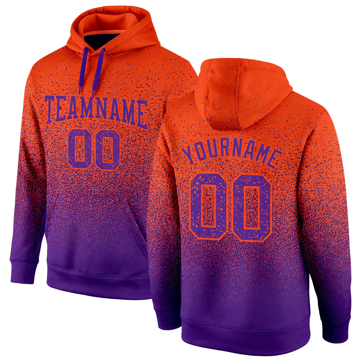 Custom Stitched Orange Purple Fade Fashion Sports Pullover Sweatshirt Hoodie
