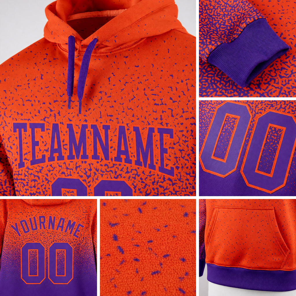 Custom Stitched Orange Purple Fade Fashion Sports Pullover Sweatshirt Hoodie detail