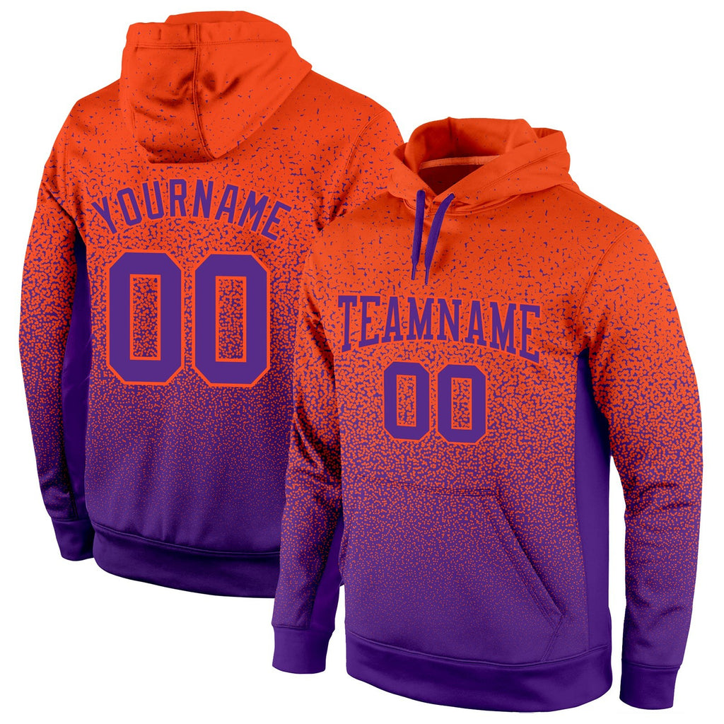 Custom Stitched Orange Purple Fade Fashion Sports Pullover Sweatshirt Hoodie photo 1