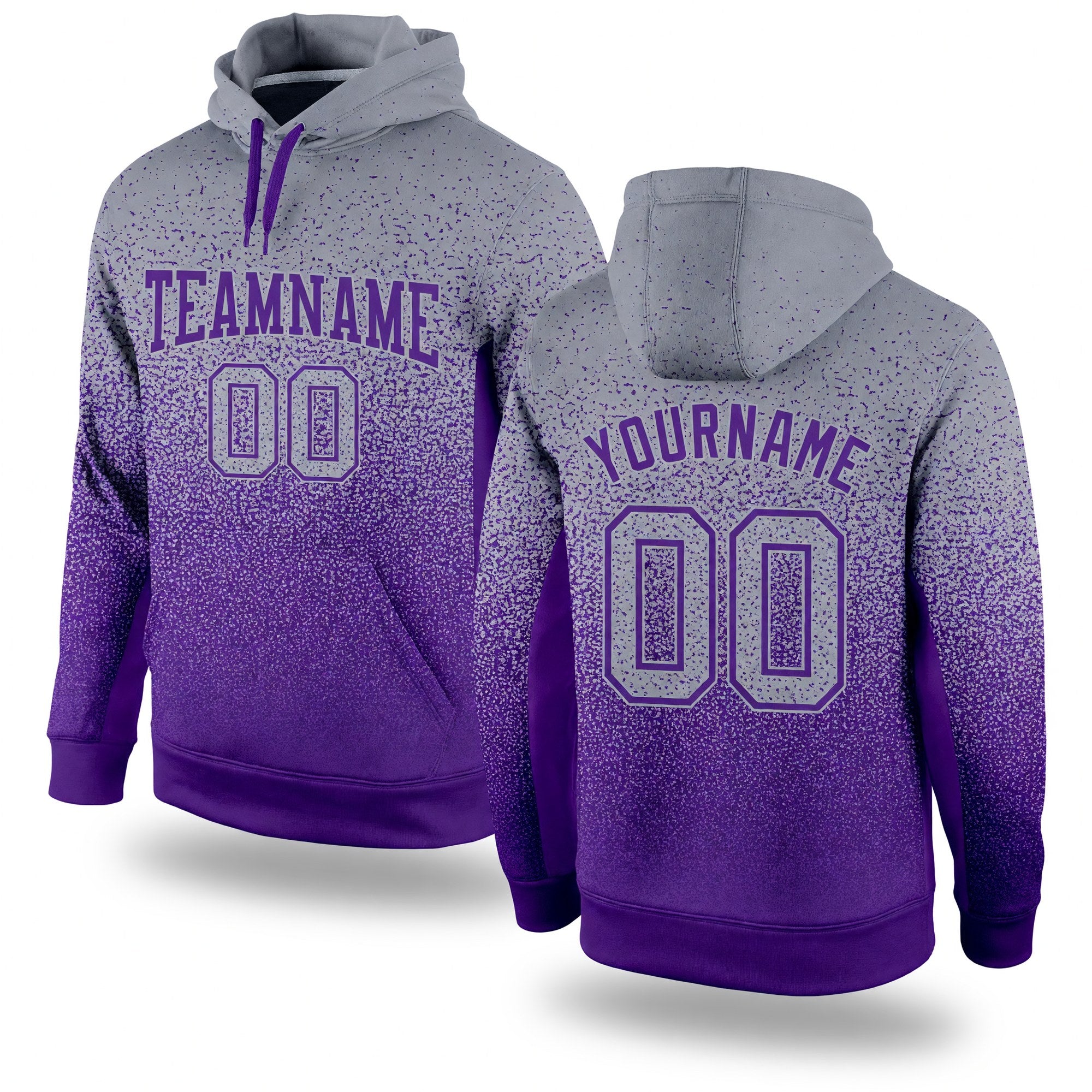 Custom Stitched Gray Purple Fade Fashion Sports Pullover Sweatshirt Hoodie