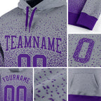 Custom Stitched Gray Purple Fade Fashion Sports Pullover Sweatshirt Hoodie detail