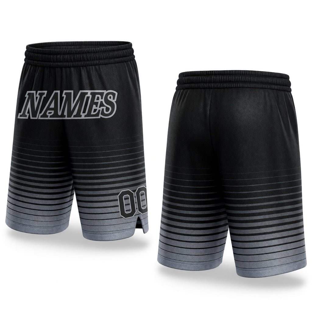 Custom Black Gray Pinstripe Fade Fashion Authentic Basketball Shorts