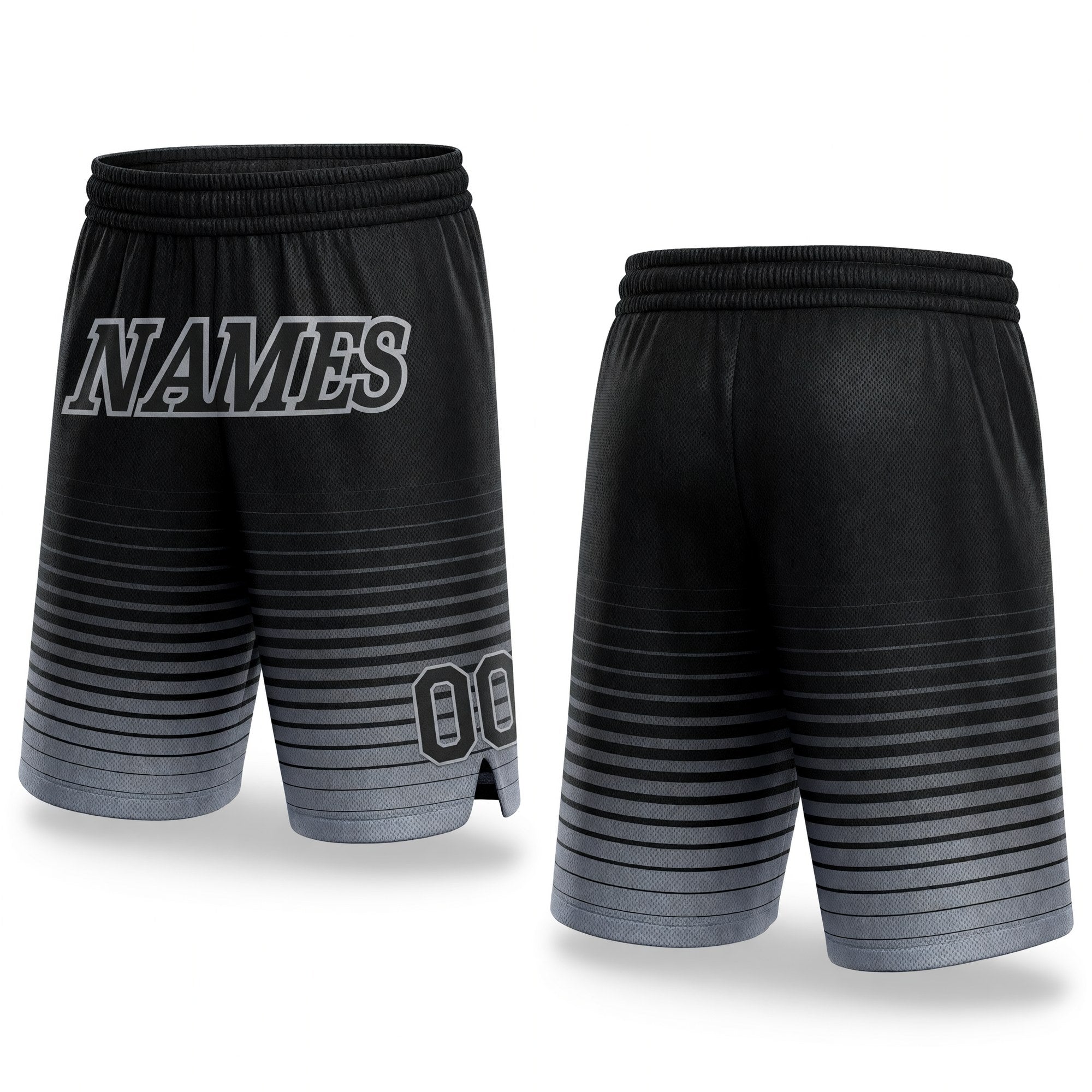 Custom Black Gray Pinstripe Fade Fashion Authentic Basketball Shorts