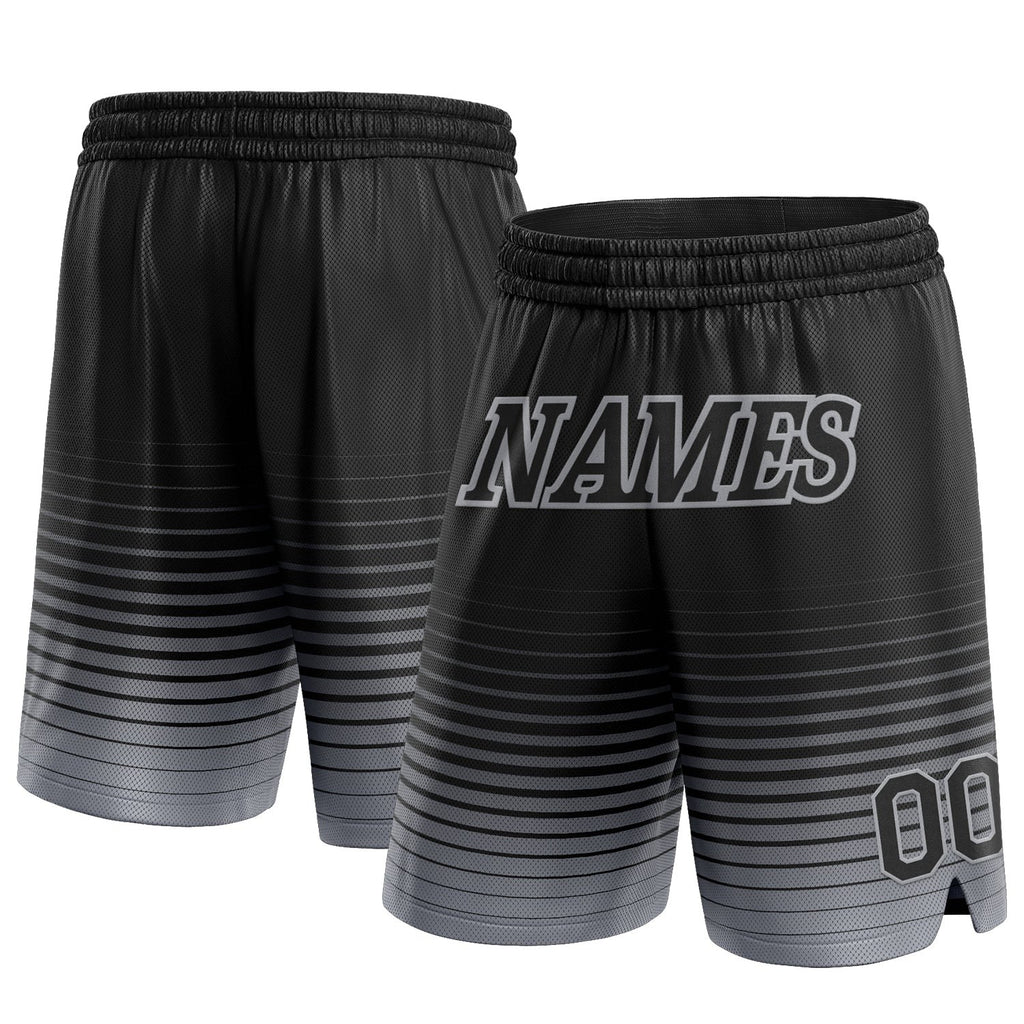 Custom Black Gray Pinstripe Fade Fashion Authentic Basketball Shorts photo 1