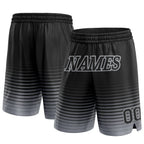 Custom Black Gray Pinstripe Fade Fashion Authentic Basketball Shorts photo 1