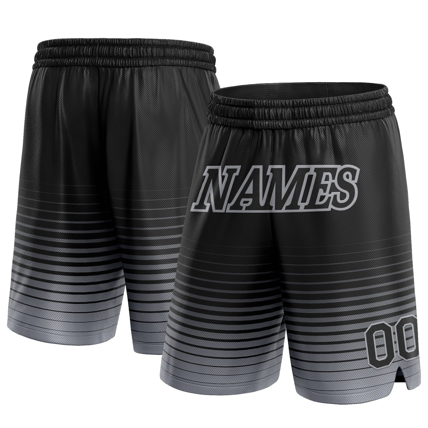 Custom Black Gray Pinstripe Fade Fashion Authentic Basketball Shorts photo 1